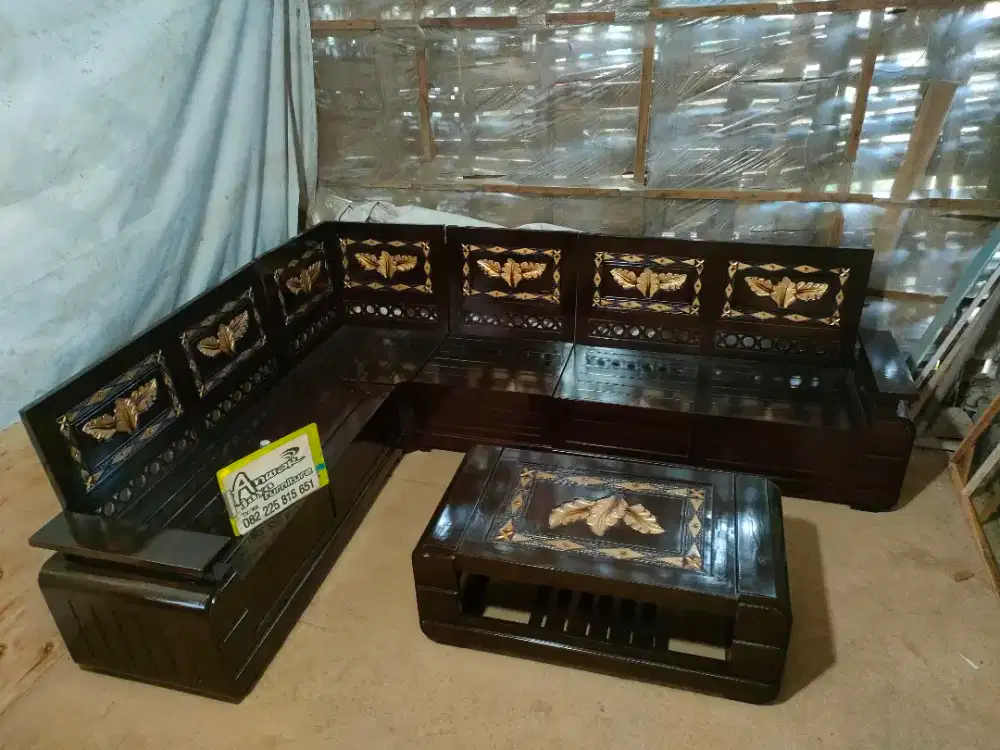 Kursi tamu sudut Domini full kayu jati