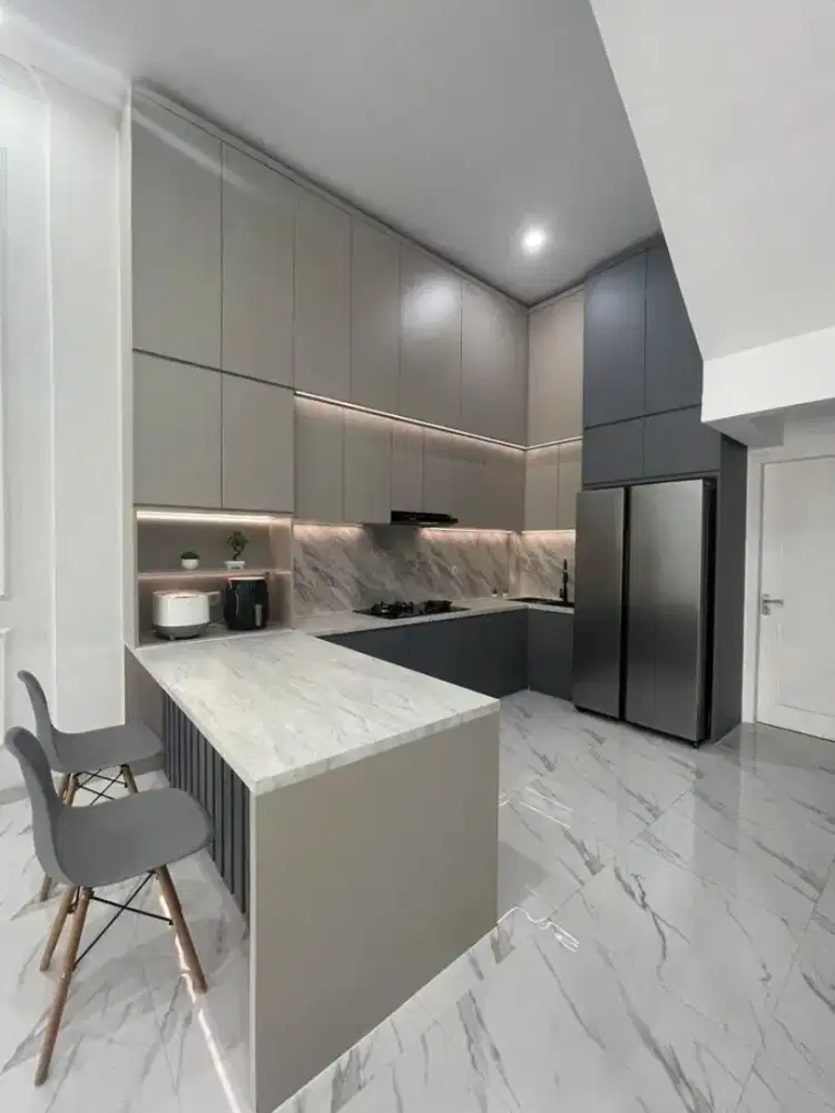 Kitchen set full plafon dapur estetik modren minimalis