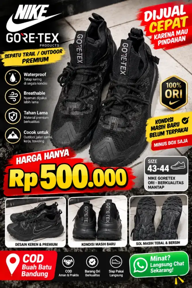 Sale Sepatu Nike Goretex Ori Size 43-44 Berkualitas Layak Pakai Mantap