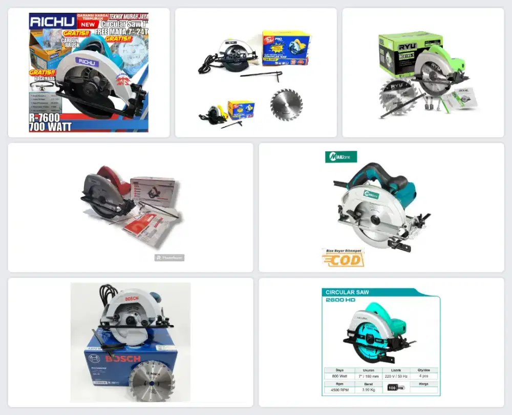 Mesin Sirkel Circular Saw Gergaji Potong Kayu KODNKI RYU MAKITA MODERN