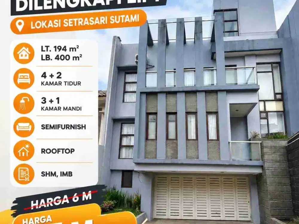 rumah mewah 3 lantai view keren ada lift nya di Setra Sari bandung