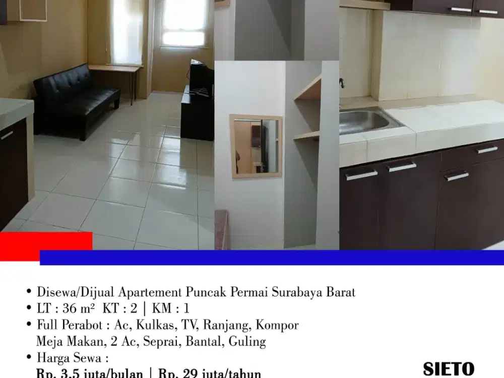 Disewa/Dijual Apartement Puncak Permai Surabaya Barat
