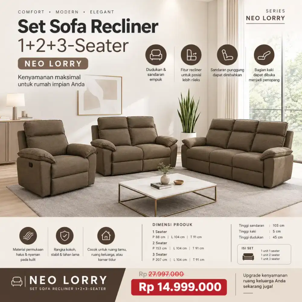 Sofa Set Recliner Santai Selma by Informa