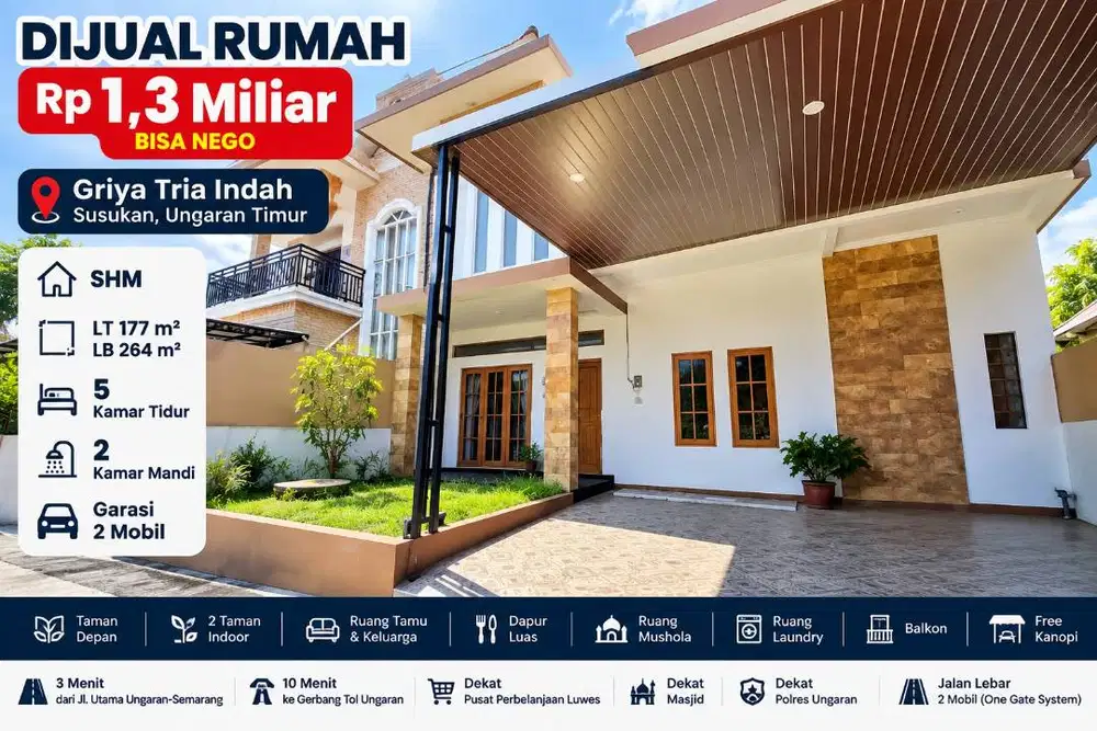 DIJUAL RUMAH 2 LANTAI SHM – GRIYA TRIA INDAH, SUSUKAN UNGARAN TIMUR
