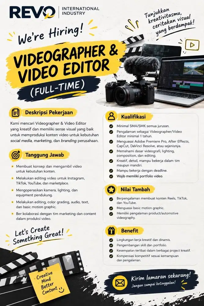 VIDEOGRAPHER & VIDEO EDITOR (FULL-TIME)