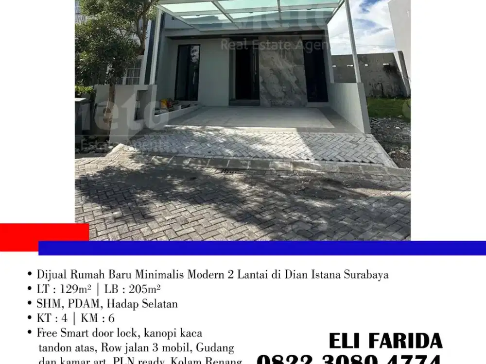 Dijual Rumah Baru Minimalis Modern 2 Lantai di Dian Istana Surabaya