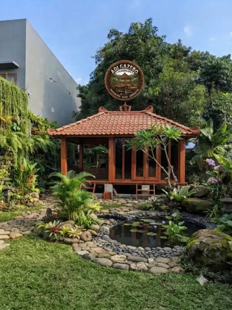 Gazebo rumah kayu panggung 3x5 kayu jati