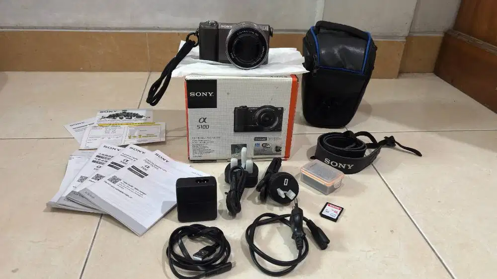 Kamera Mirrorless Sony a5100 + Lensa Kit 16-50mm OSS Fullset Original