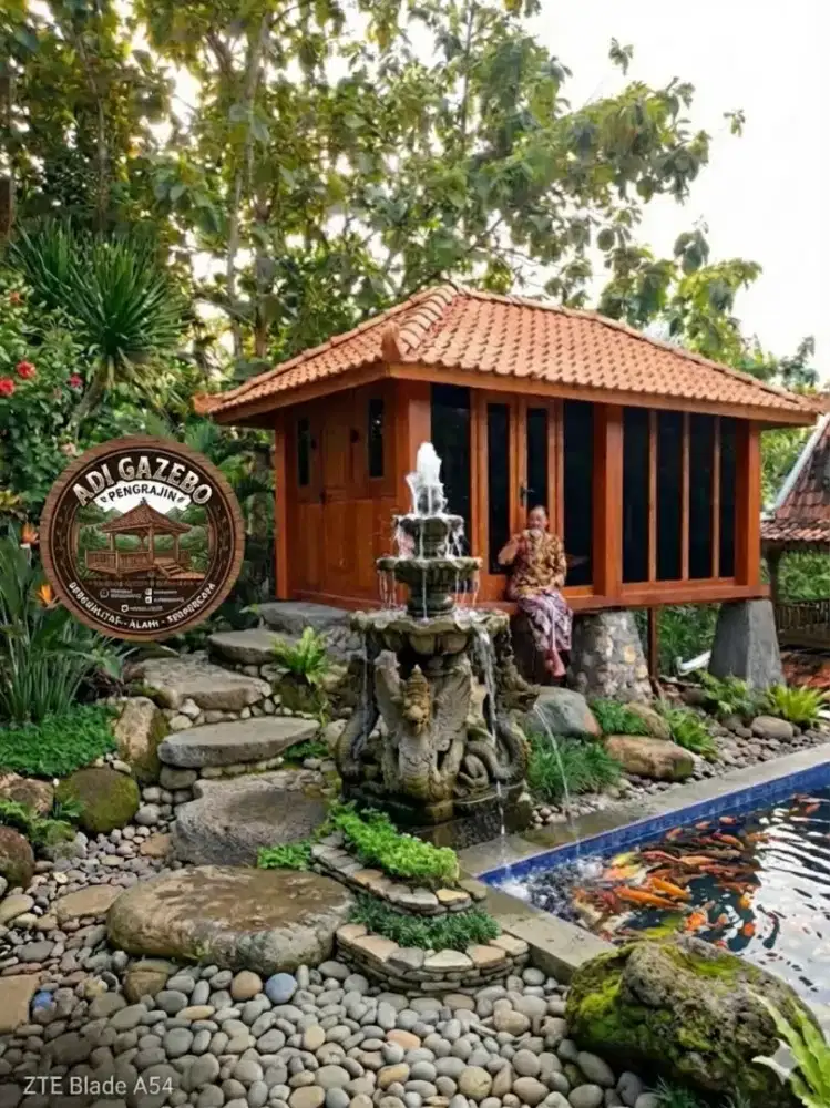 Jual Gazebo 3x5 full dinding kayu jati