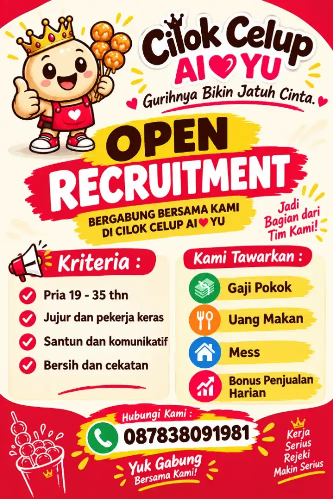 Di cari pegawai untuk dagang mangkal cilok kekinian