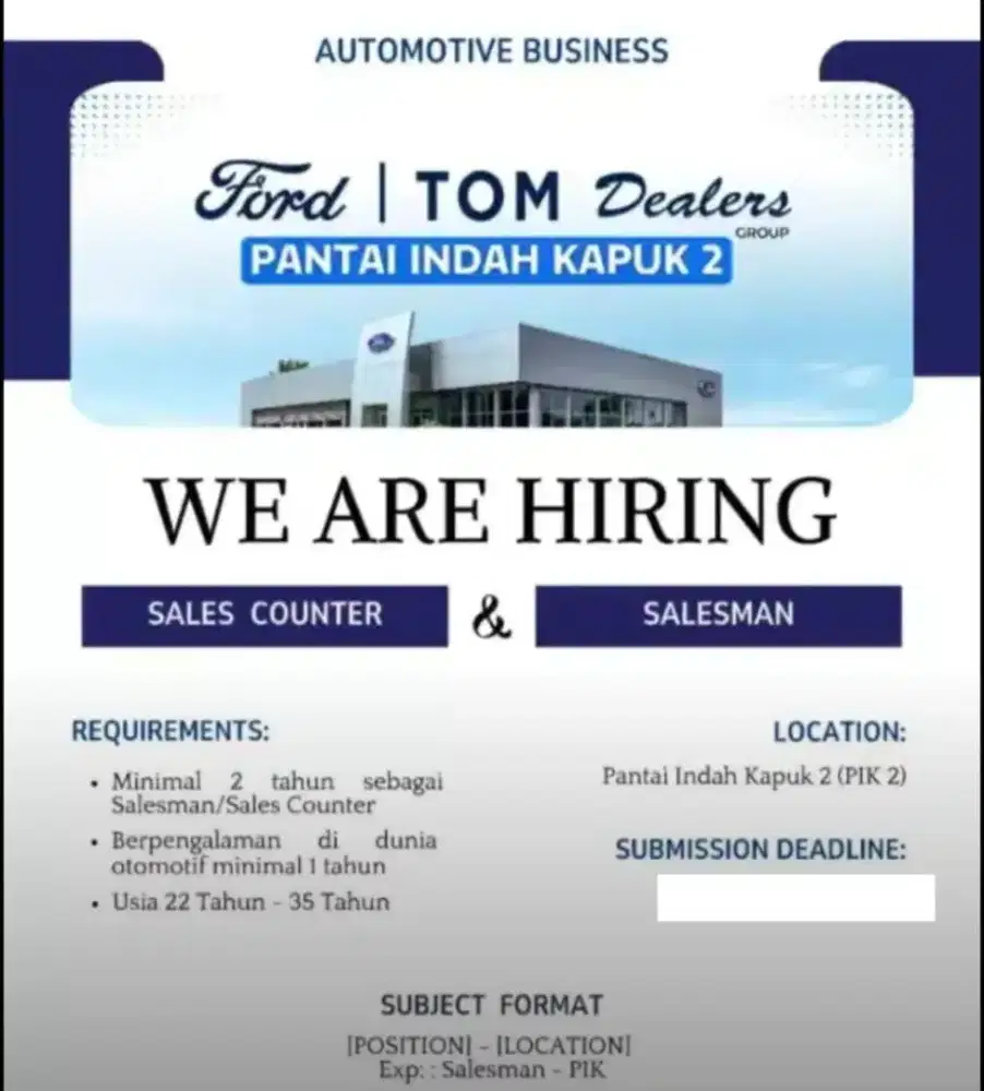 SALES AND SALES COUNTER FORD PIK 2
