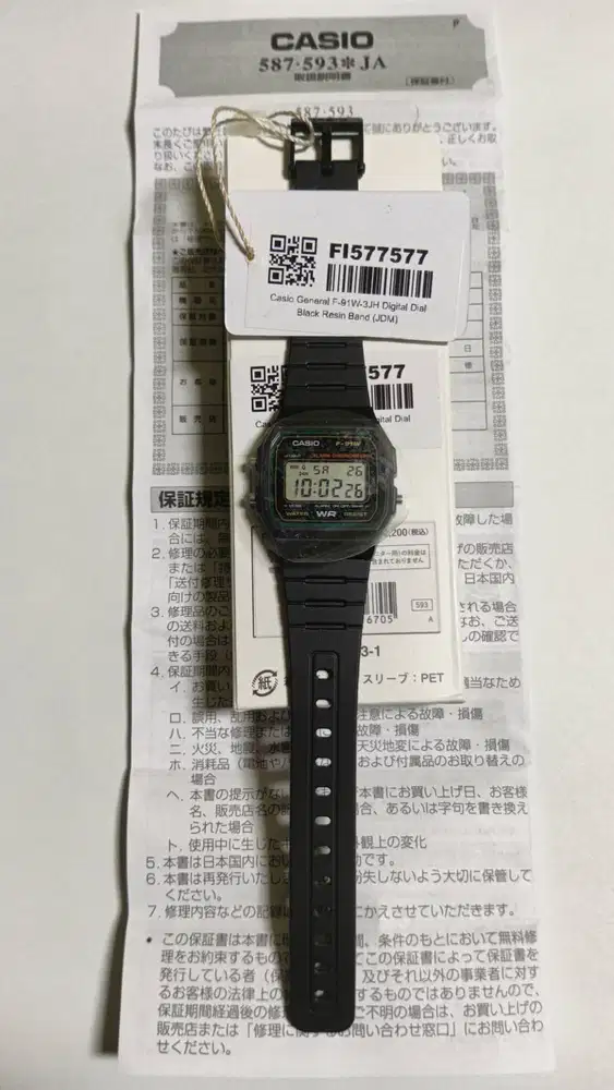 CASIO F-91W-3JH JDM JAPAN  ORIGINAL – F91W GREEN – NEW FULLSET