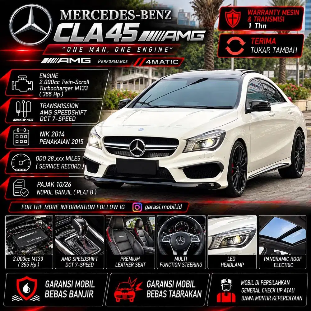 Mercy CLA45 AMG 2014 / 2015 / One Man One Engine / Odo 28rbu Miles