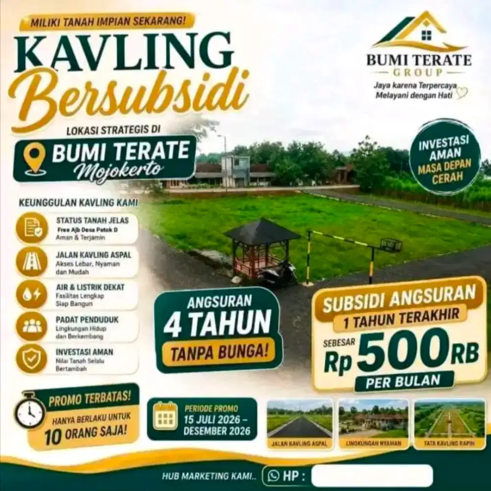 TANAH KAVLING MURAH SIAP BANGUN PROMO KREDIT NOL DP ANGSURAN 1 JT AN