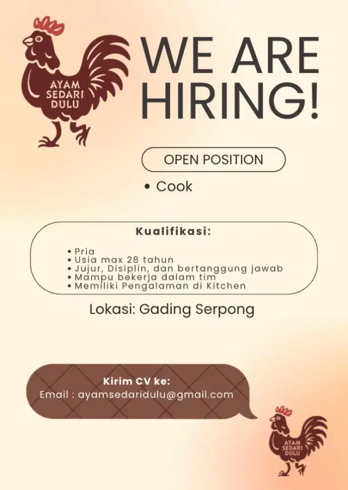 Lowongan Pekerjaan untuk Staff Kitchen