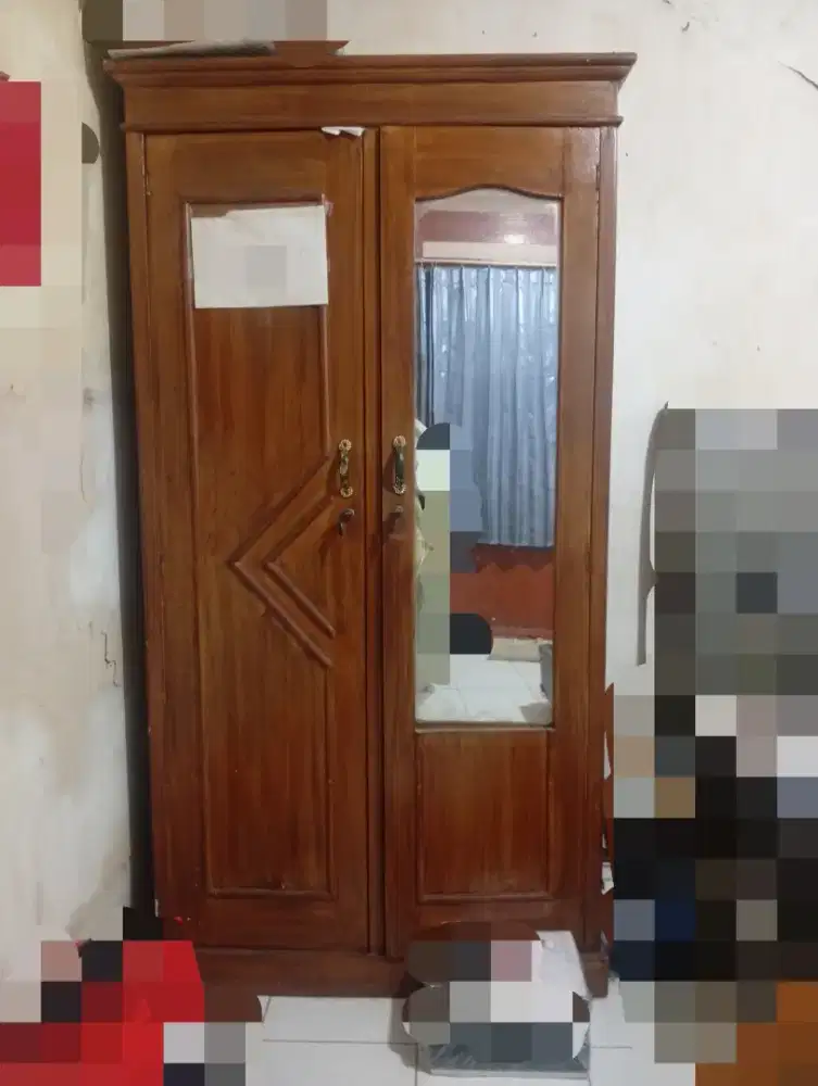 Lemari pakaian kayu 5 susun+lemari gantung