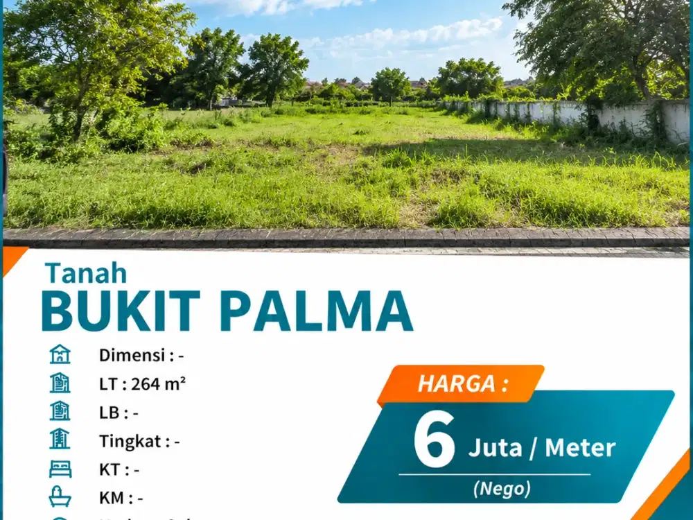 Tanah Bukit Palma Hadap Selatan Strategis