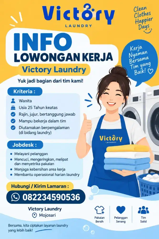 Dicari Segera Staff Laundry