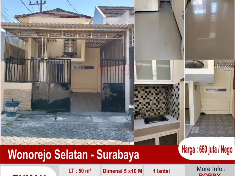 Rumah Hook 1 Lantai Daerah Wonorejo Selatan Surabaya