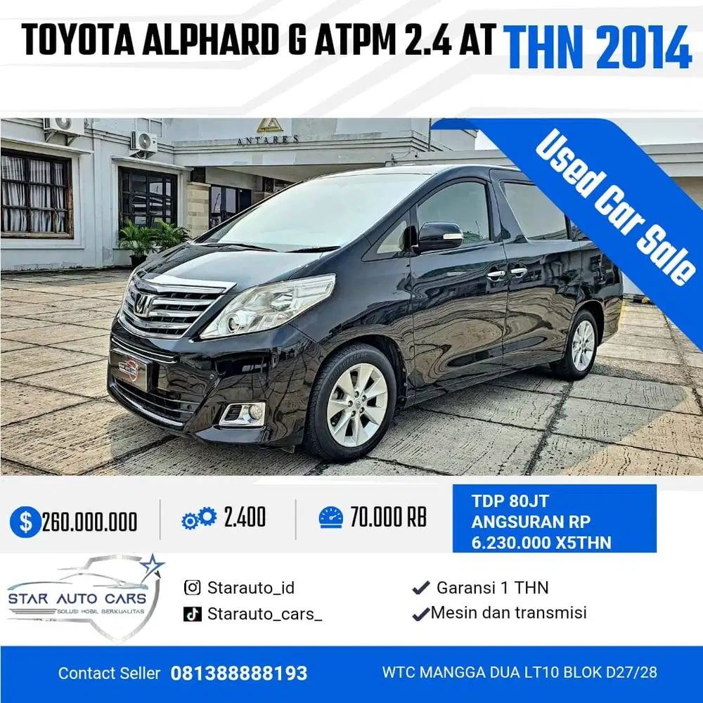 toyota alphard g atpm 2.4 at