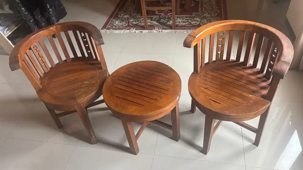 set meja kursi kayu jati