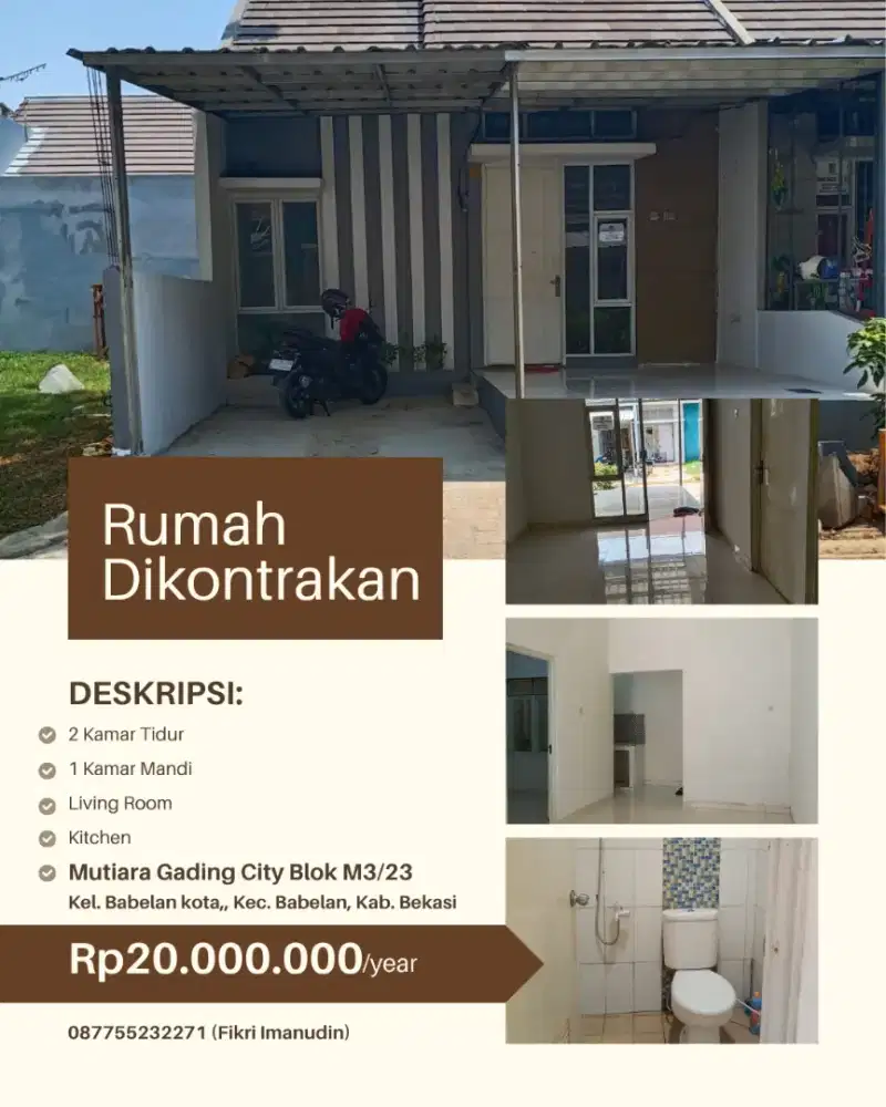 Rumah Dikontrakkan Babelan Bekasi