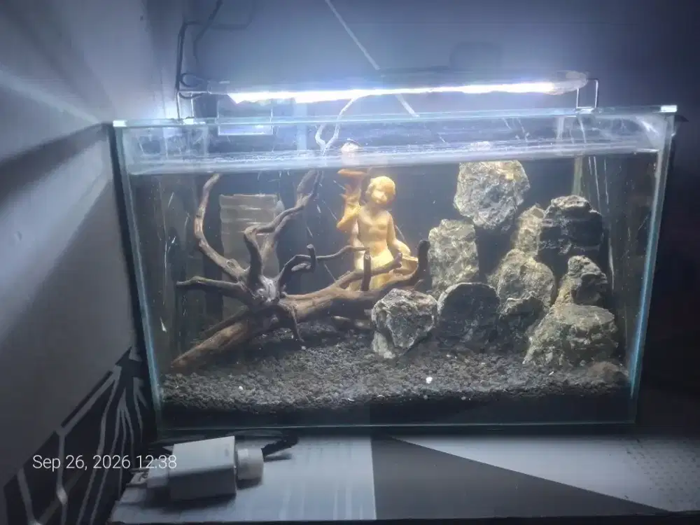 AQUARIUM + LAMPU LED + FILTERGANTUNG