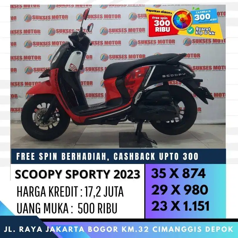 HONDA SCOOPY SPORTY 2023 ASH KREDIT DP HANYA 500 RIBU UNIT BERGARANSI