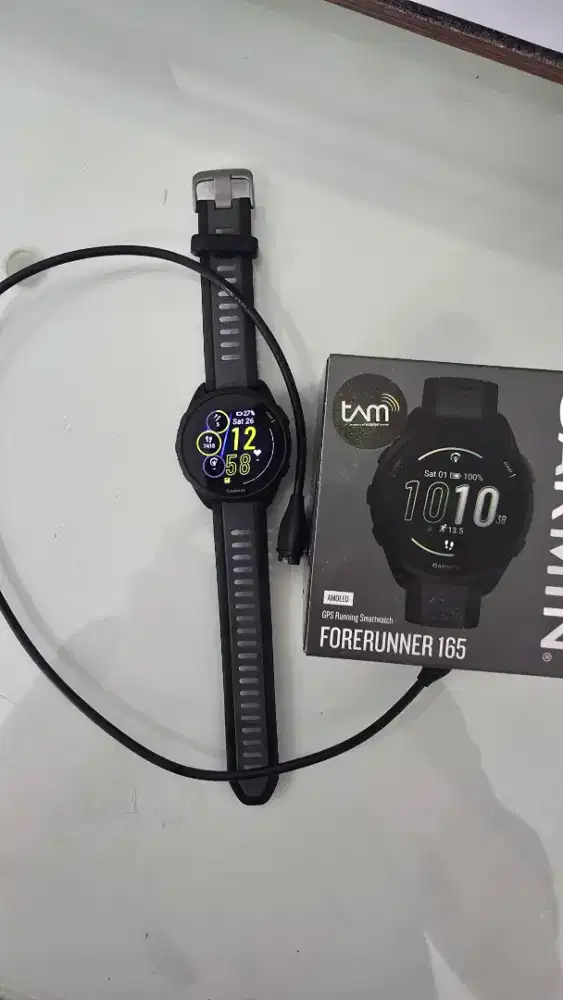 Garmin Forerunner 165 Black Fullset Mulus Normal AMOLED GPS