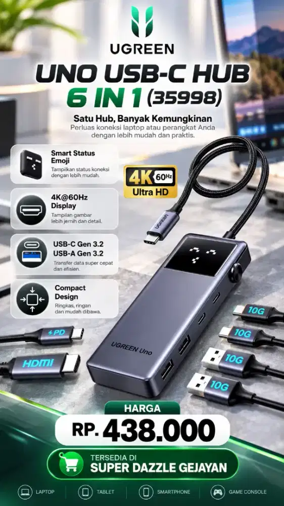 UGREEN UNO USB-C HUB 6-IN-1 (35998)