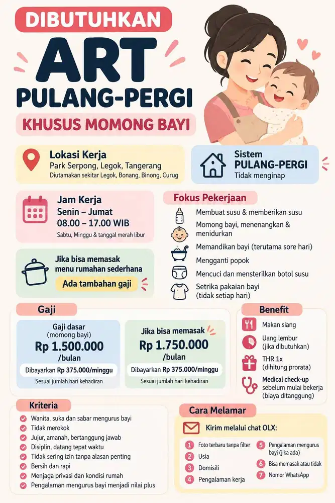 LOWONGAN ART PULANG-PERGI – MOMONG BAYI (Legok/Bonang/Binong/Curug)