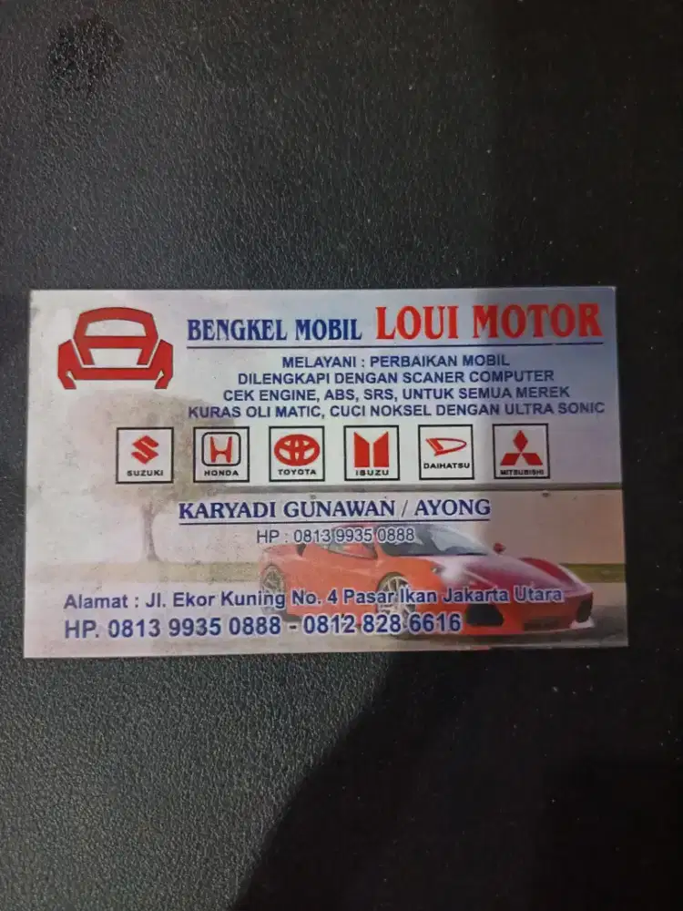 Di cari kenek montir mobil