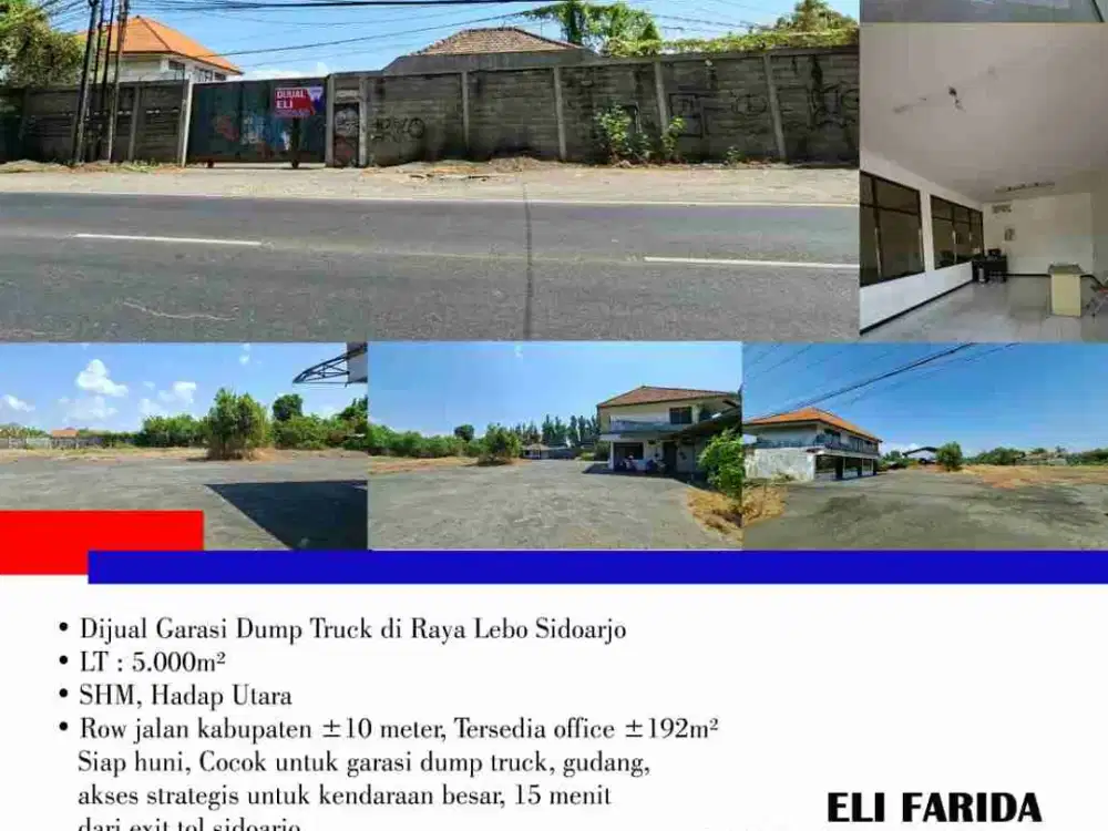 Dijual Garasi Dump Truck di Raya Lebo Sidoarjo