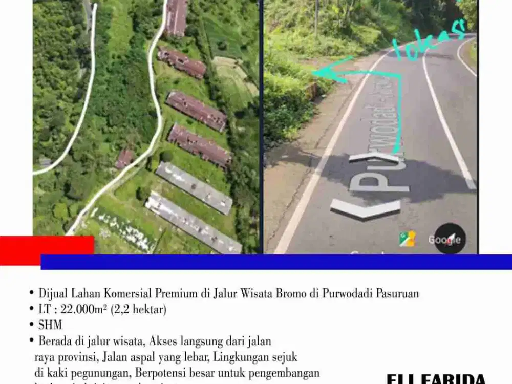 Dijual Lahan Komersial Premium di Jalur Wisata Bromo di Purwodadi Pasuruan