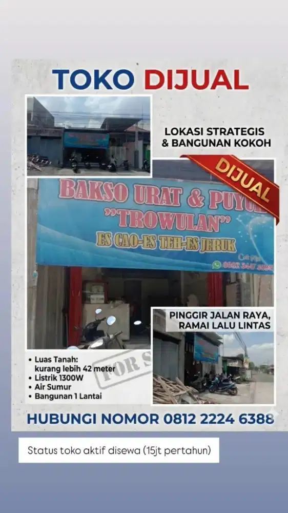 DIJUAL / INVESTASI BANGUNAN KOMERSIL