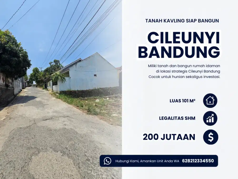 Baru Launching Tanah Kavling Siap Bangun Cileunyi Bandung SHM 200 Jutaan