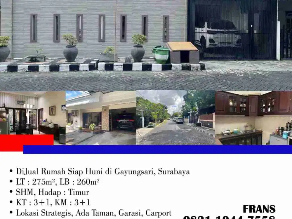 DiJual Rumah Siap Huni di Gayungsari, Surabaya