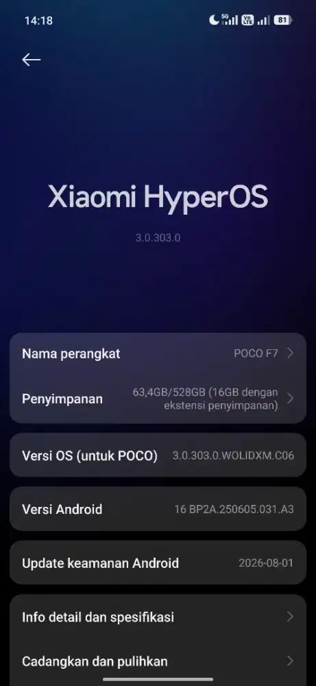Jual Cepat Poco F7 Ram 12/512 Second like new