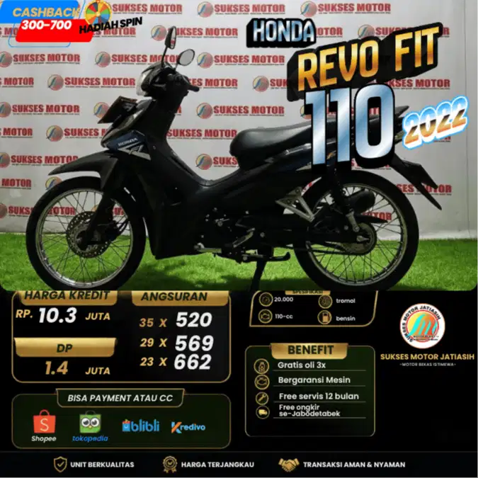 HONDA REVO FIT 2022 ANGSURAN TERMURAH SIAP PAKAI BISA PAYLATER