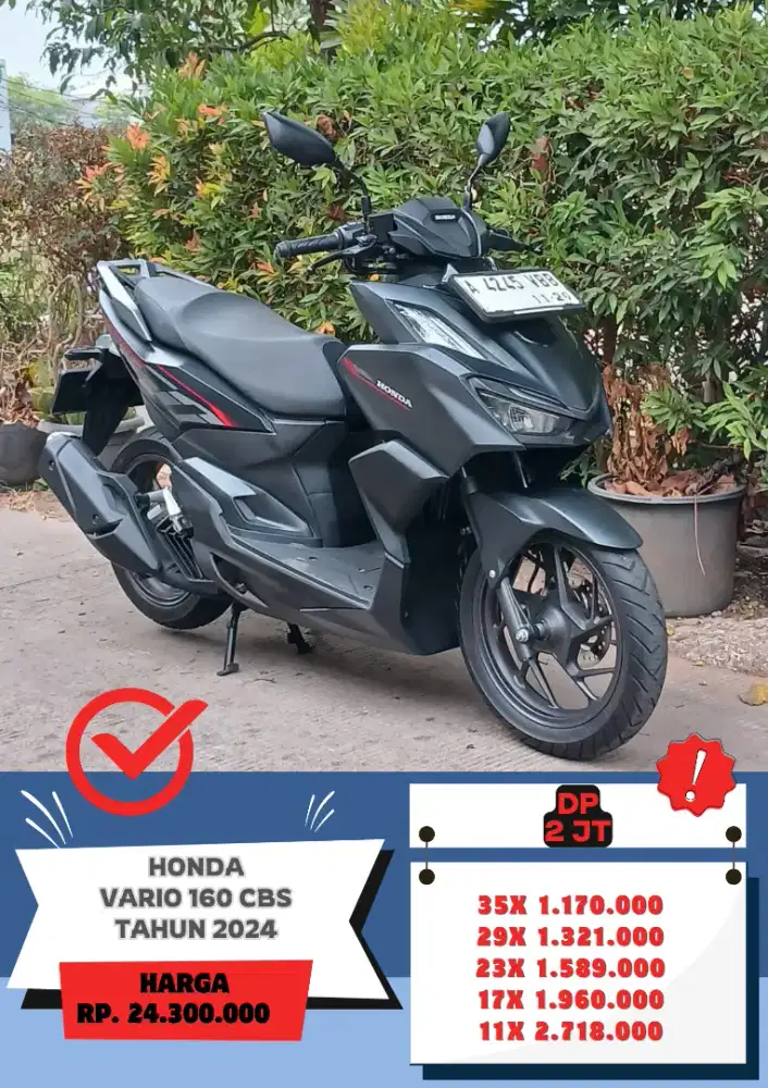 Honda Vario 160 CBS Tahun 2024 Gress Siap Pakai KM Low