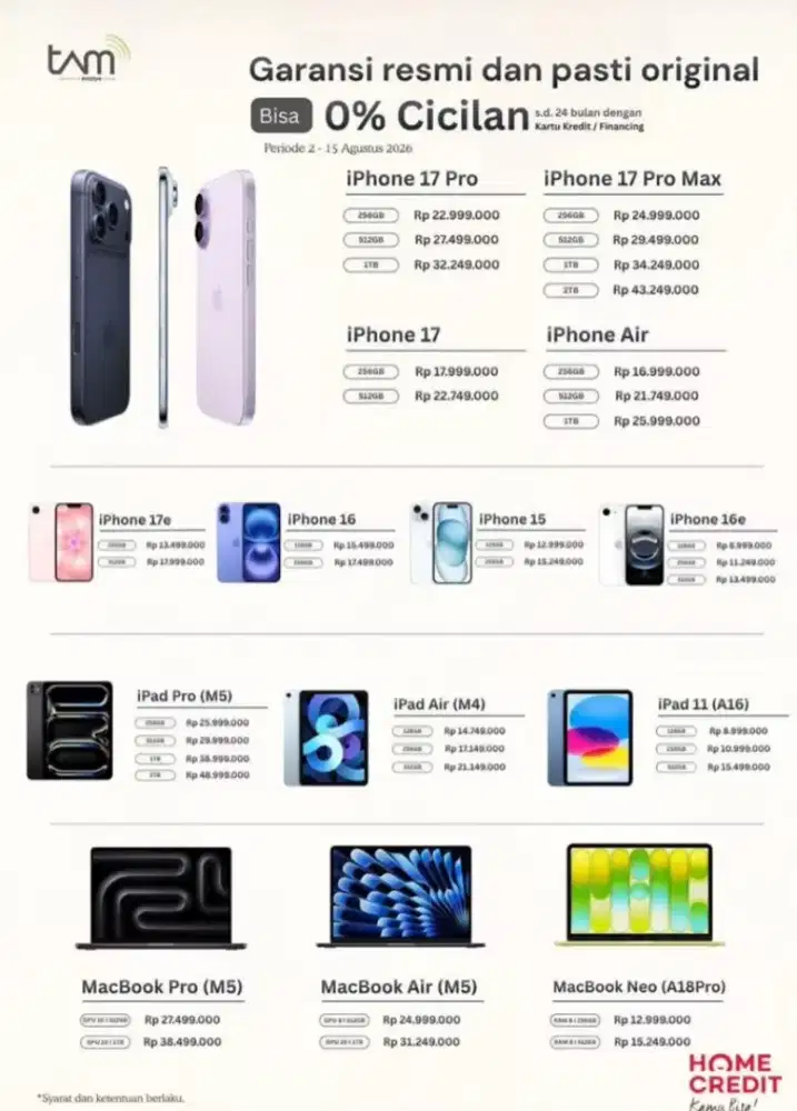 Promo 1-2 kali cicilan iPhone
