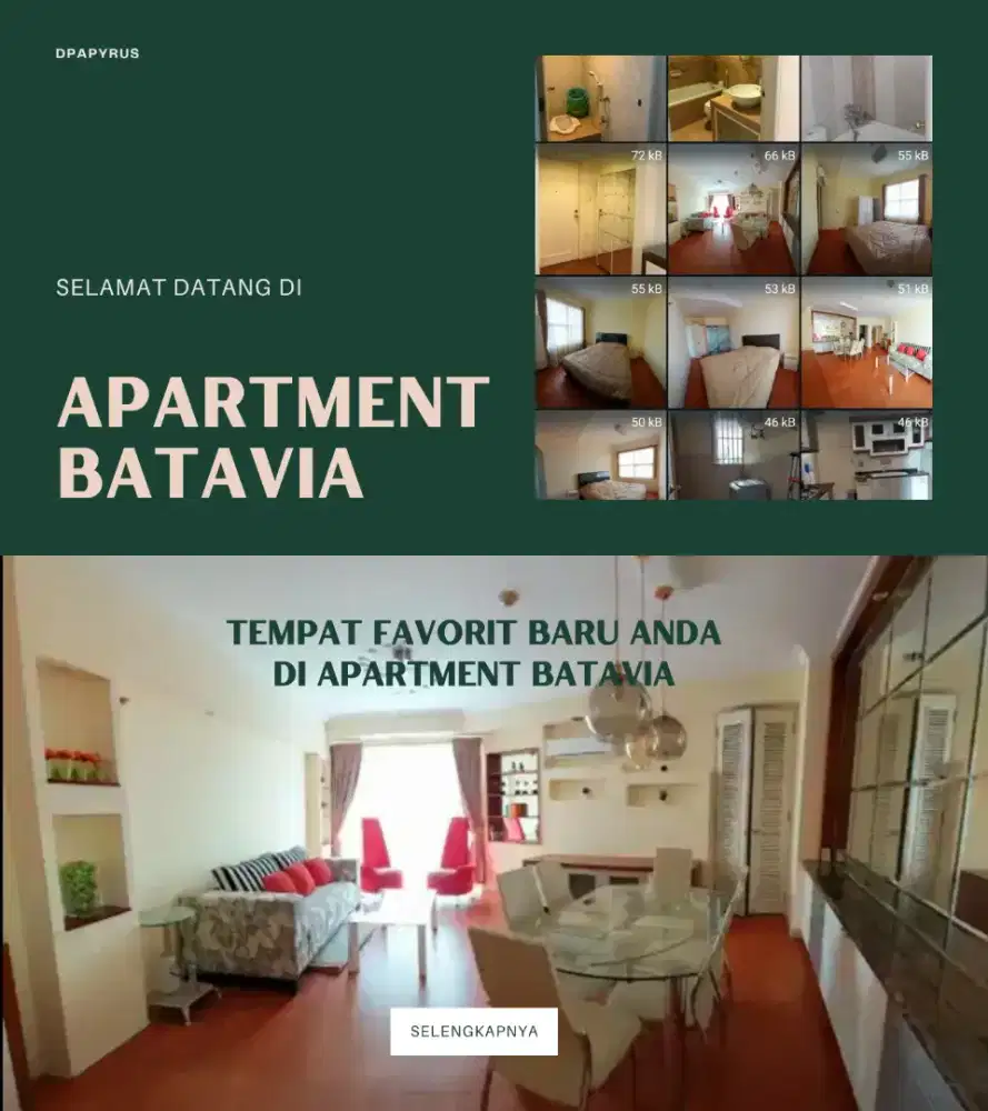 Disewakan Apartment Batavia 2 bed/ 85m/ Twr2