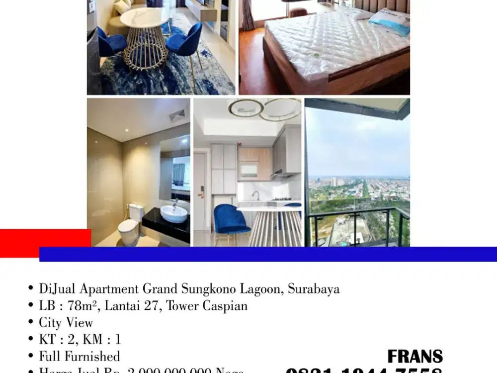 DiJual Apartment Grand Sungkono Lagoon, di Surabaya