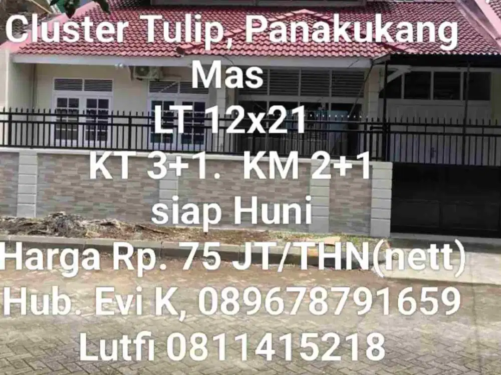 Di Sewakan Rumah minimalis, Cluster Tulip, Panakukang Mas, Mks