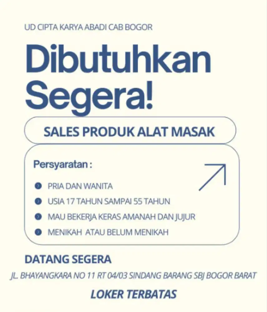 Lowongan kerja sales Bogor