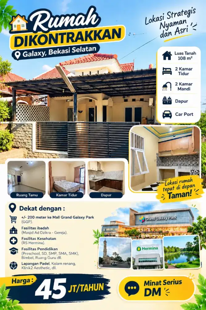 RUMAH DIKONTRAKAN DI GALAXY, BEKASI