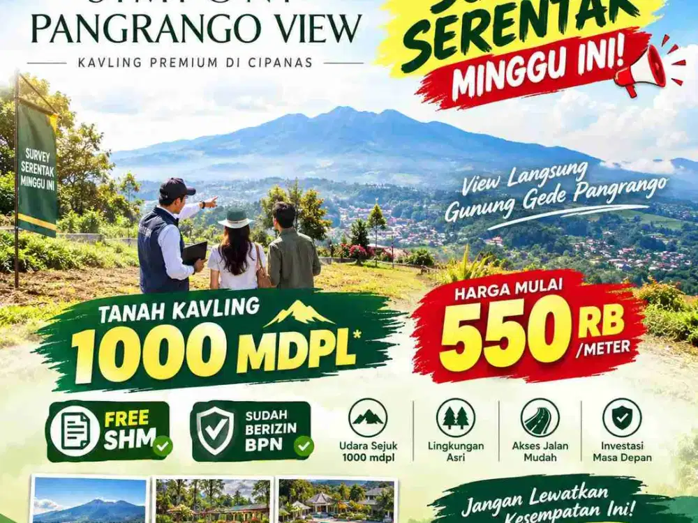 JUAL TANAH SHM MURAH CIPANAS VIEW GUNUNG PANGRANGO