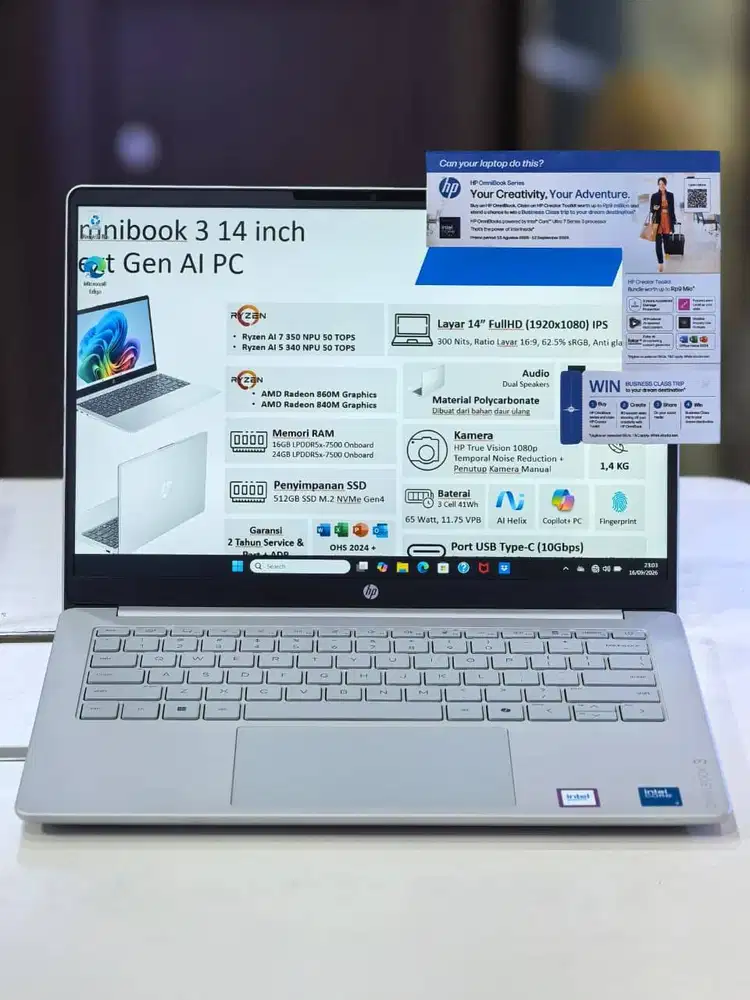 HP Omnibook 3 14 HU0044TU Intel Core 3 100U 8GB SSD 512GB 14′′ 2K IPS