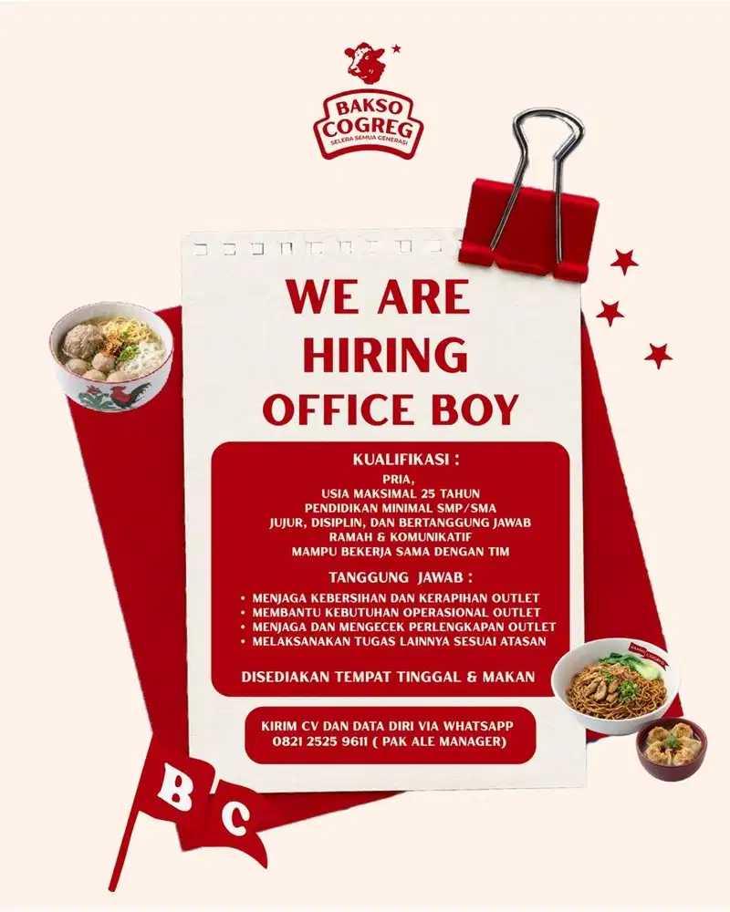 Lowongan Kerja Office Boy Restaurant