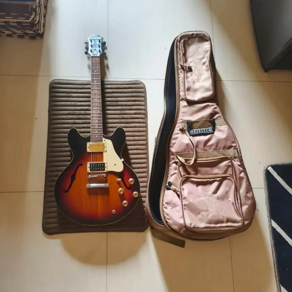 Gitar Tua + Gig Bag Tebal HOLLOW BODY CUSTOM Epiphone Elektrik Akustik
